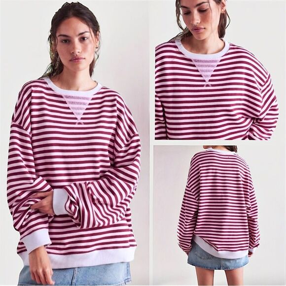 Free People We The Free Classic Striped Crewneck Sweatshirt - Picture 12 of 12